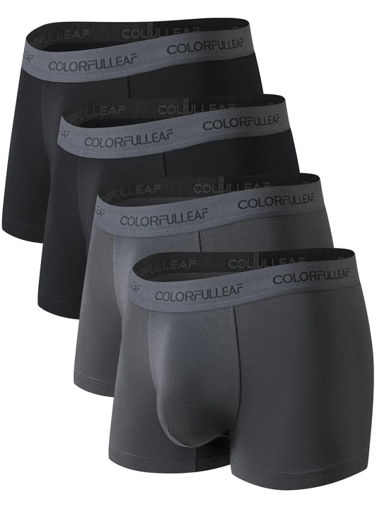 COLORFULLEAF Mens Underwear Short Leg Breathable Boxer Briefs Comfy Basic Trunk Underwear (2Grey&2BlackLarge)