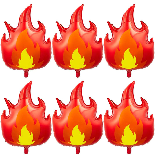 6 Pcs Fire Truck Birthday Party Supplies 32 Inch Fire Balloons Large Flame Balloons Firefighter Aluminum Foil Fire Decorations Curve Foil Party Favors Fireman Theme Party Balloons Yellow Red