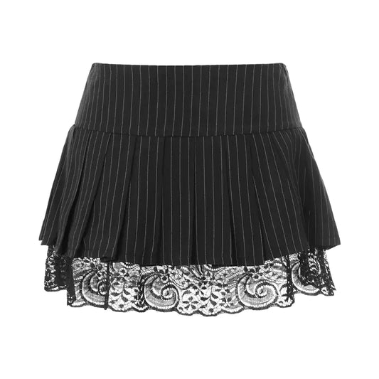 Lace Short Pleated Skirt