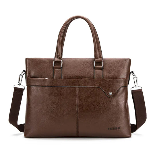 Men's Horizontal Leather Briefcase Handbag