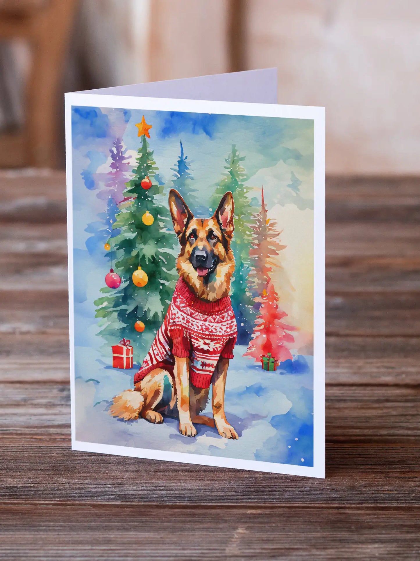 German Shepherd Christmas Greeting Cards Pack of 8