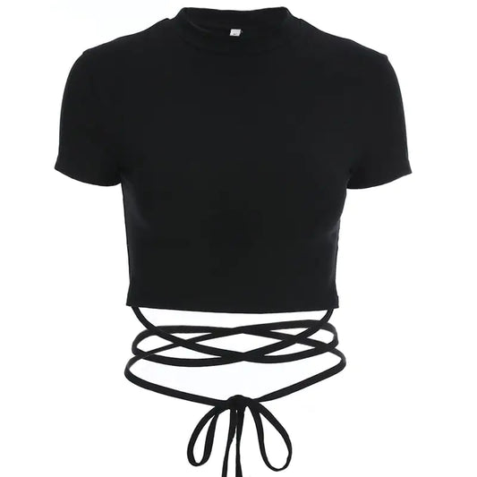 Cotton Bandage Short-Sleeved T-Shirt for Men/Women