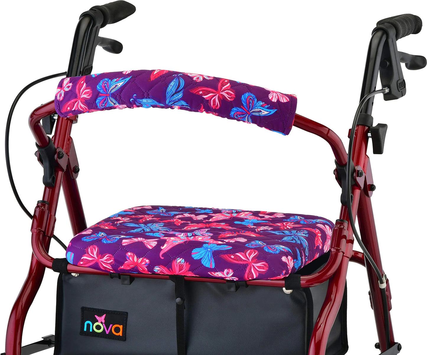 NOVA Medical Products Rollator Walker Seat & Back Cover Removable & Washable Butterflies