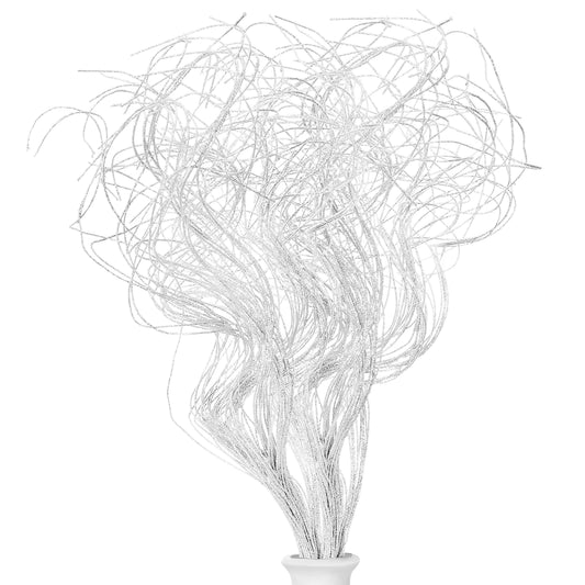 Glitter Curly Ting Ting Branches Christmas Branches Vase Filler Artificial Curly Twigs for Christmas Tree Garland Wreath Decoration Craft Vases Home Garden Decoration (White 36 Pieces)
