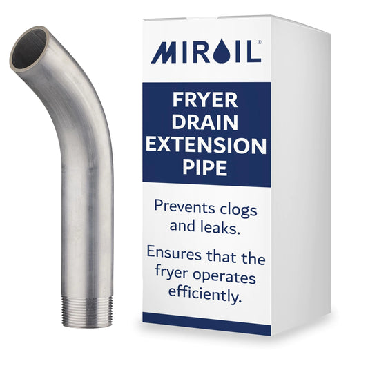 1.25" Oil Fryer Drain Spout Deep Fryer Curve Out Drain Pipe Fitting Fryer Drain Extension Pipe Drain Nipple for Deep Fryers Oil Fryers Sinks 1.25" Screw in x 9.5" Oil Spout by MirOil #90295