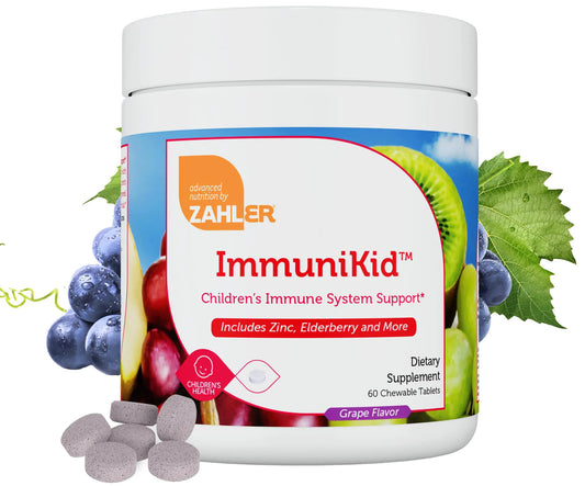 Zahler Kids Immune Support Supplement with Elderberry Zinc and Kids Vitamins with Vitamin C D3 A - Grape Flavored Chewable Tablets - Kosher Childrens Immune Support for Kids Ages 4 and Up 60 Count