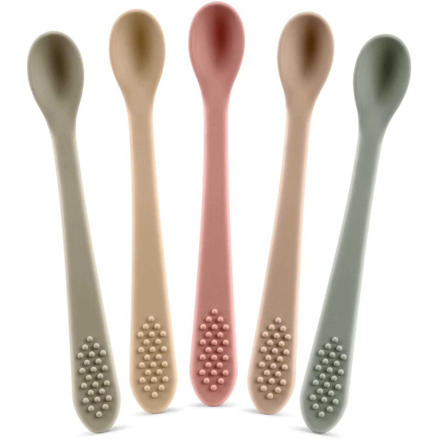 Baby Spoons First Stage Silicone Baby Spoon – Self Feeding Baby Utensils – Infant Spoons First Stage Baby Feeding Spoon - Soft & Gentle on Gums - BPA Free Silicone Baby Spoons Set (Pastel4)