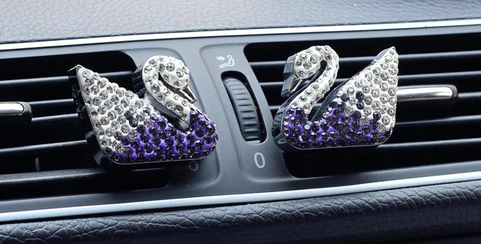 Swan Air Vent Perfume with Rhinestones and Gradient Design