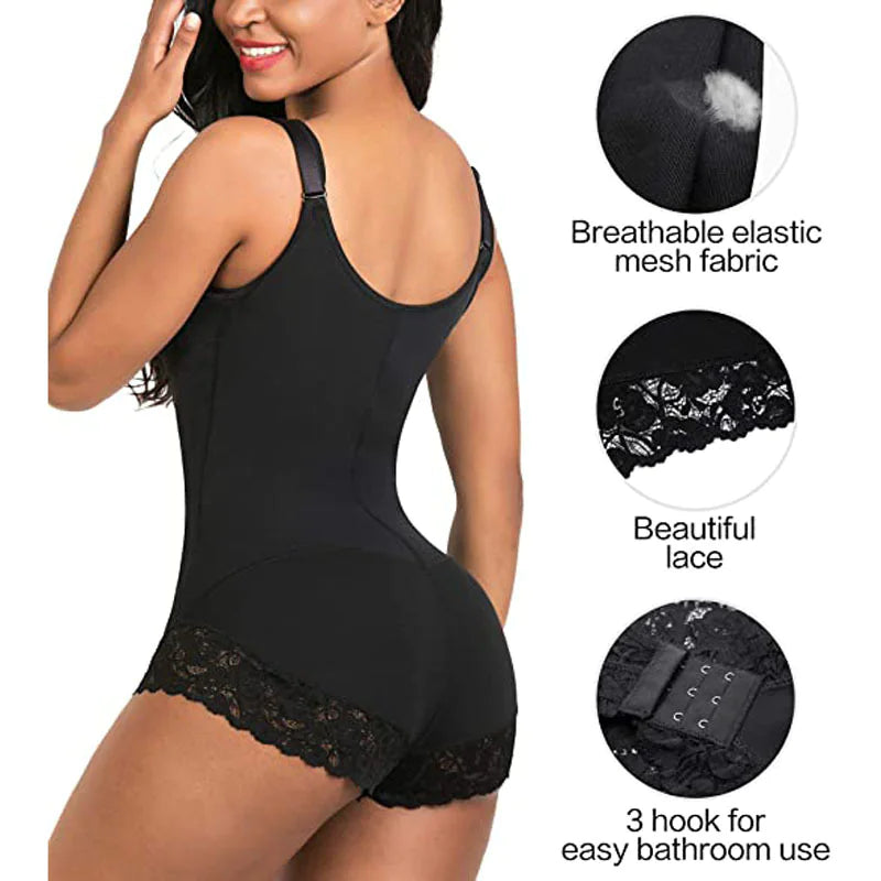 Seamless Hip Lifting Body Shaper Tights with Zipper – Full Body Shapewear