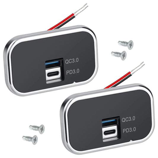 Linkstyle 12V USB Outlet 18W QC3.0 USB-A Port & 18W PD3.0 USB-C Port Charger Socket Outlet Socket Panel for Car Boat