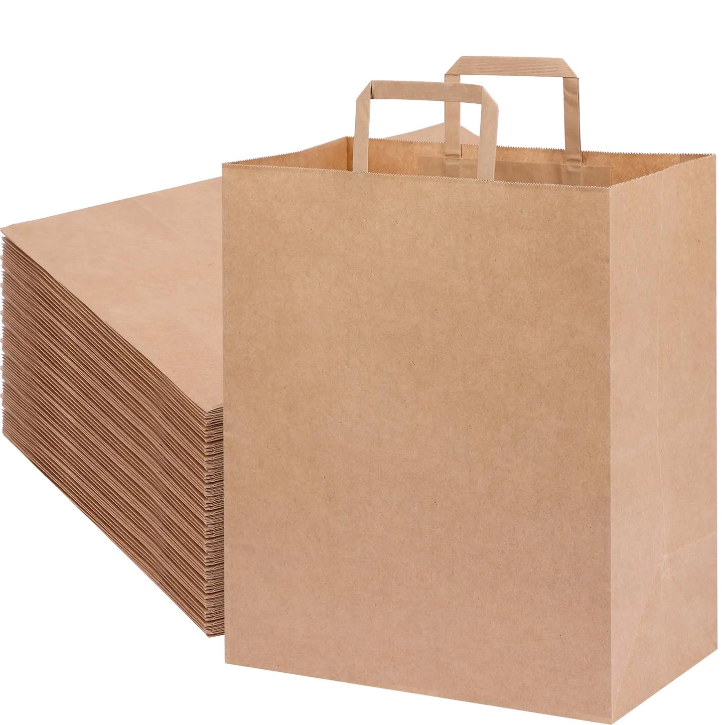 OUTUXED 120pcs Paper Grocery Bags 12x7x14 Large Gift Bags Kraft Paper Bags with Handles Bulk Shopping Bags Retail Bags for Small Business Birthday Wedding Party Favor Bags Merchandise Bags Brown