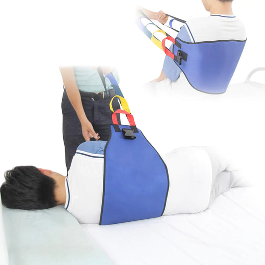 Leetye Mei Transfer Belt Transfer Sling Safety Lifting Aids Home Bed Assist Transfer Nursing Sling Gait Belt with Widened Back Curve Design for Senior Elderly Patient Care (Blue)
