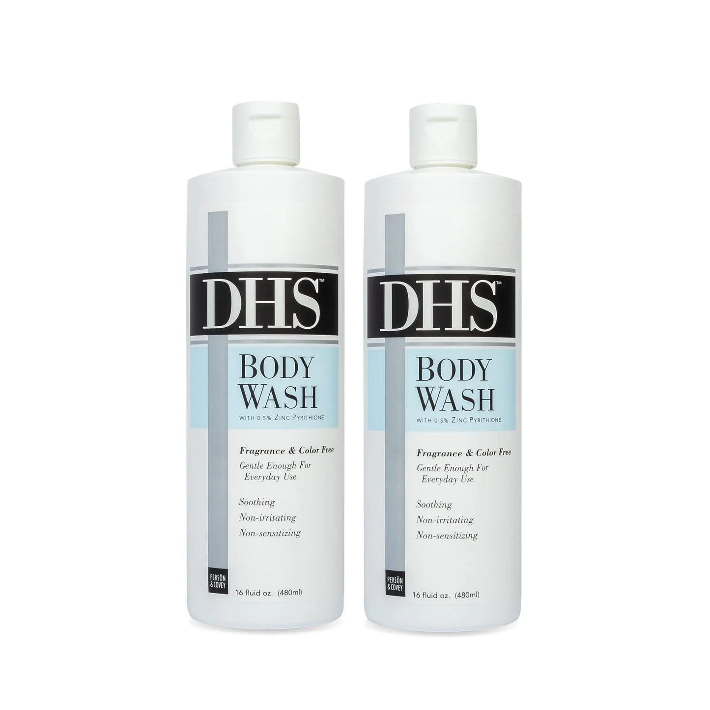 Person & Covey Inc. DHS Moisturizing Body Wash - Gentle & Effective Body Wash Sensitive Skin for Everyday Use - Unscented Body Wash Moisturizing for Men & Women Eczema Body Wash - 2 Pack 16 Oz.