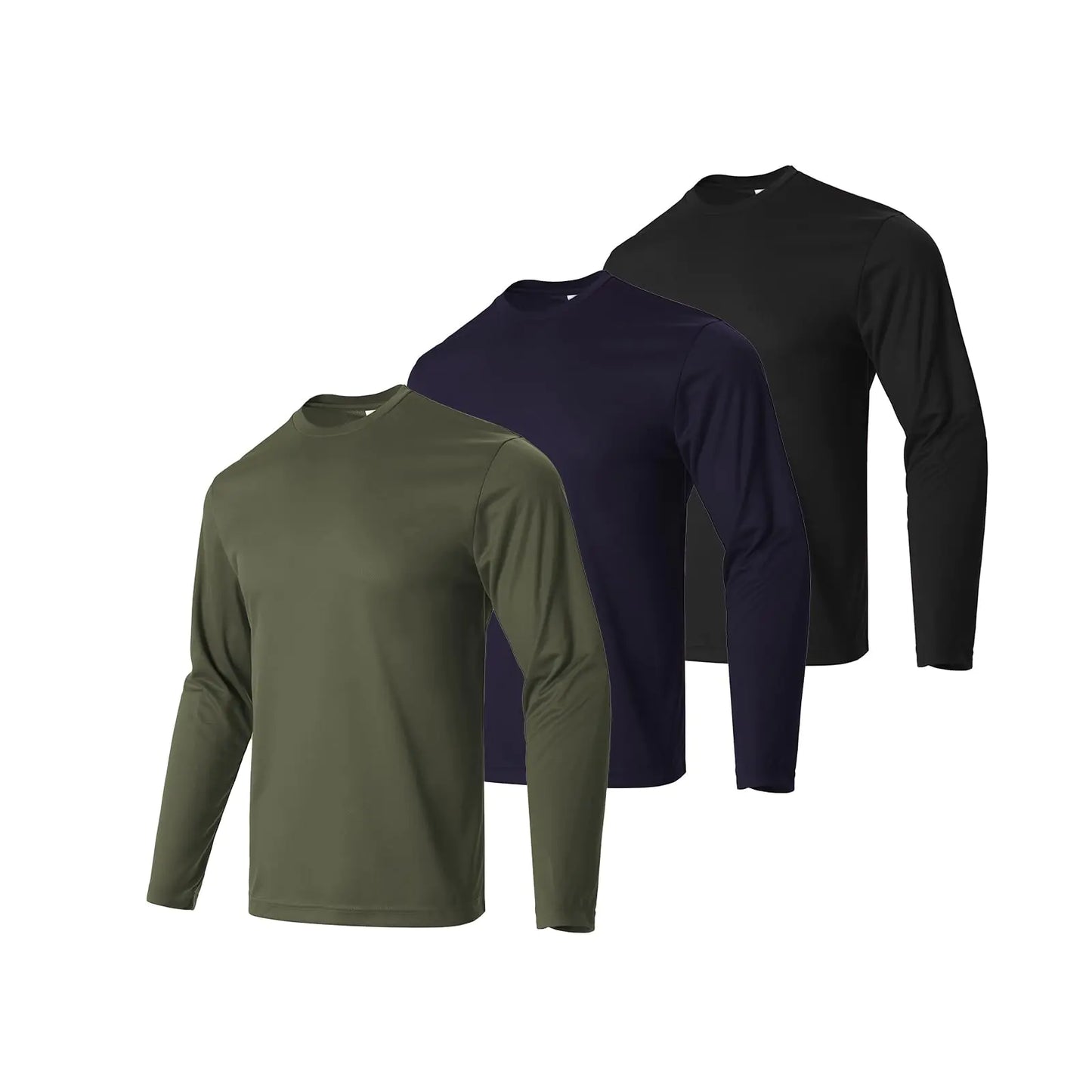 Facitisu 3 Pack Men Long Sleeve T Shirts Quick Dry Athletic Running Activewear Workout Performance Tee Shirts 2XL