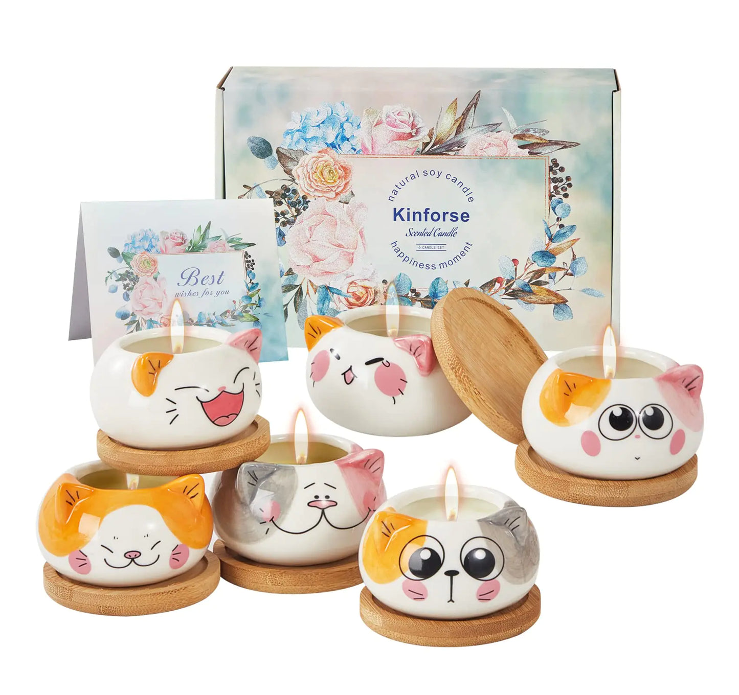 Kinforse Scented Candles Gifts for Women Birthday Gifts for her Presents for Women Cat Gifts for Women 6 Pack Novelty Gifts for Women Birthday Unique…