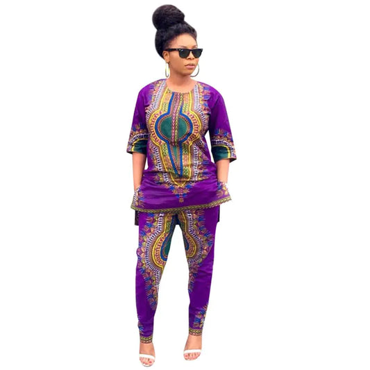 Casual Two-Piece Set, African Dashiki Clothing for Women