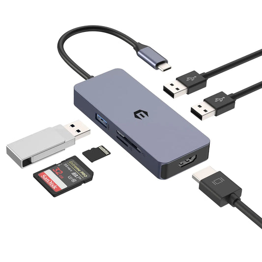 OOTDAY USB C HUB 6 in 1 USB C Adapter USB C Splitter Including 4K HDMI USB 3.0 2 USB 2.0 SD/TF Card Reader Compatible with Chrome OS Windows Linux Systems