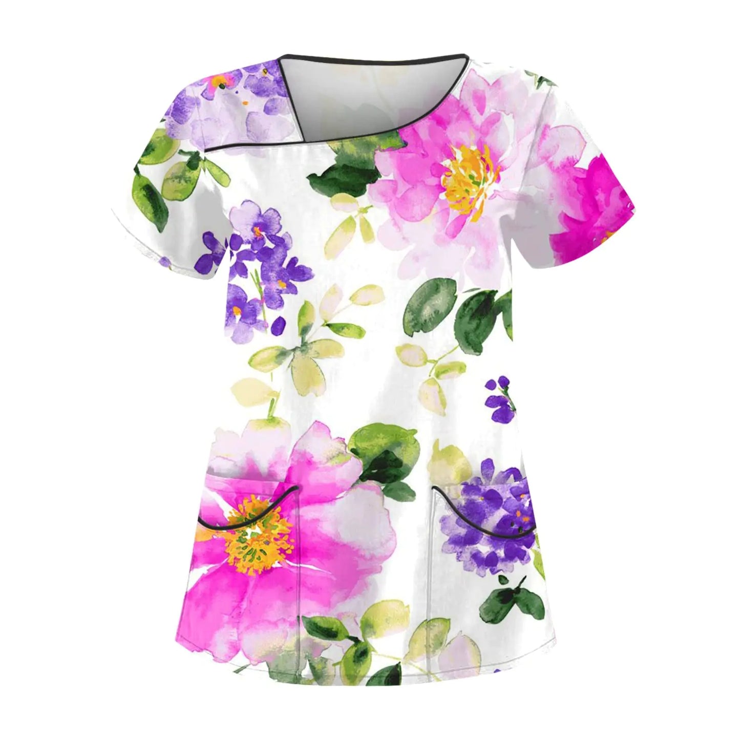 Scrubs for Women Womens Scrubs Pink Scrubs Black Scrubs Scrub Top Basic Tees for Women T-Shirts for Women Outfits for Women Blusas Casuales De Mujer Bonitas Athletic Tops for Women(5-PurpleL)