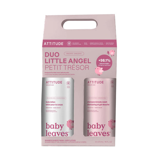 ATTITUDE Baby 2-in-1 Shampoo & Body Wash and Baby Lotion Set EWG Verified Dermatologically Tested Soap and Moisturizing Cream Vegan Unscented 16 Fl Oz each