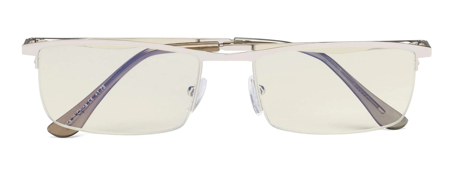 CessBlu UV ProtectionAnti Blue RaysHalf-rim Computer Reading Glasses (Silver) +0.75