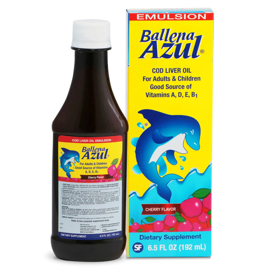 Ballena Azul Aceite de Hígado de Bacalao para Adultos y Niños COD Liver Oil for Adults and Children Good Source of Vitamins ADE B1 Dietary Supplement Omega 3
