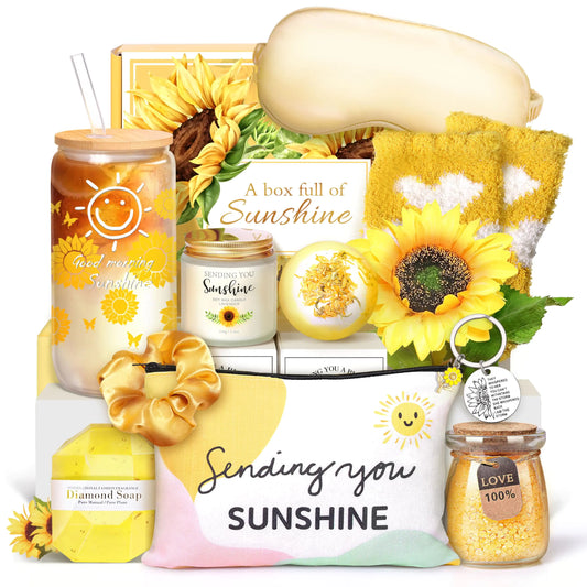 12PCS Sunflower Gifts for Women Get Well Soon Gifts for Women Sending Sunshine GiftBirthday Gifts for Women Unique Gifts for Mom Sister Teacher Friends Bestie Bff Inspirational Gifts for Women