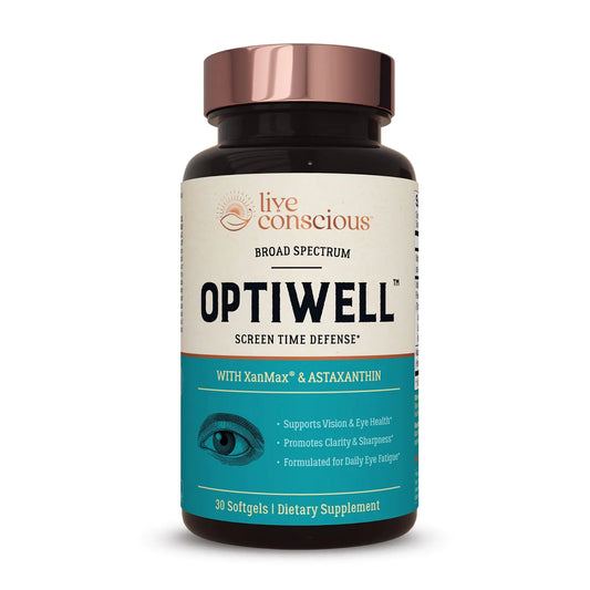 Live Conscious Eye Vitamins Select AREDS 2 Ingredients with Vitamin E Lutein and Astaxanthin - OptiWell Eye Health Supplement and Blue Light Support - 30 Softgels