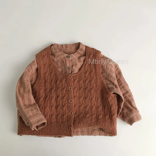 Sweater 2025 Autumn Winter New Children's Clothing Korean Style Boys and Girls Fashion Mohair Twist Knitted Waistcoat Casual