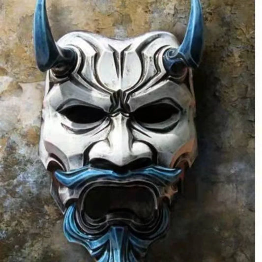 Halloween Hannya Mask - Japanese Traditional Anime Shirakinin Ririchiyo Ghost Face Cosplay Prop with Elastic Band