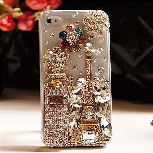 Transparent Rhinestone iPhone Case - Perfume Bottle Design