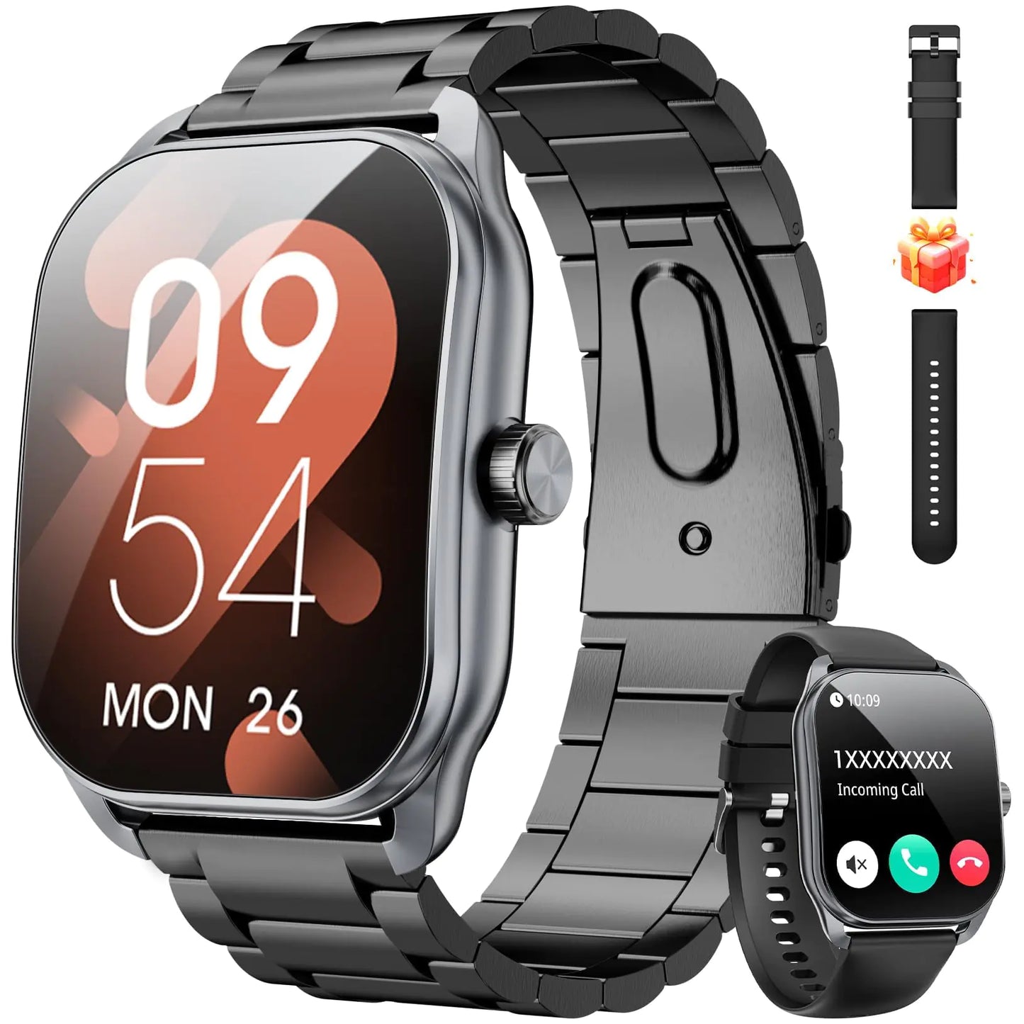 Curve Military Smart Watch for Men(Answer/Make Call) 2.01" Smartwatch with Heart Rate/Sleep Monitor Fitness tracker with 120+ Sports Modes IP68 Waterproof Fitness Watch for Android iOS (2 Straps)