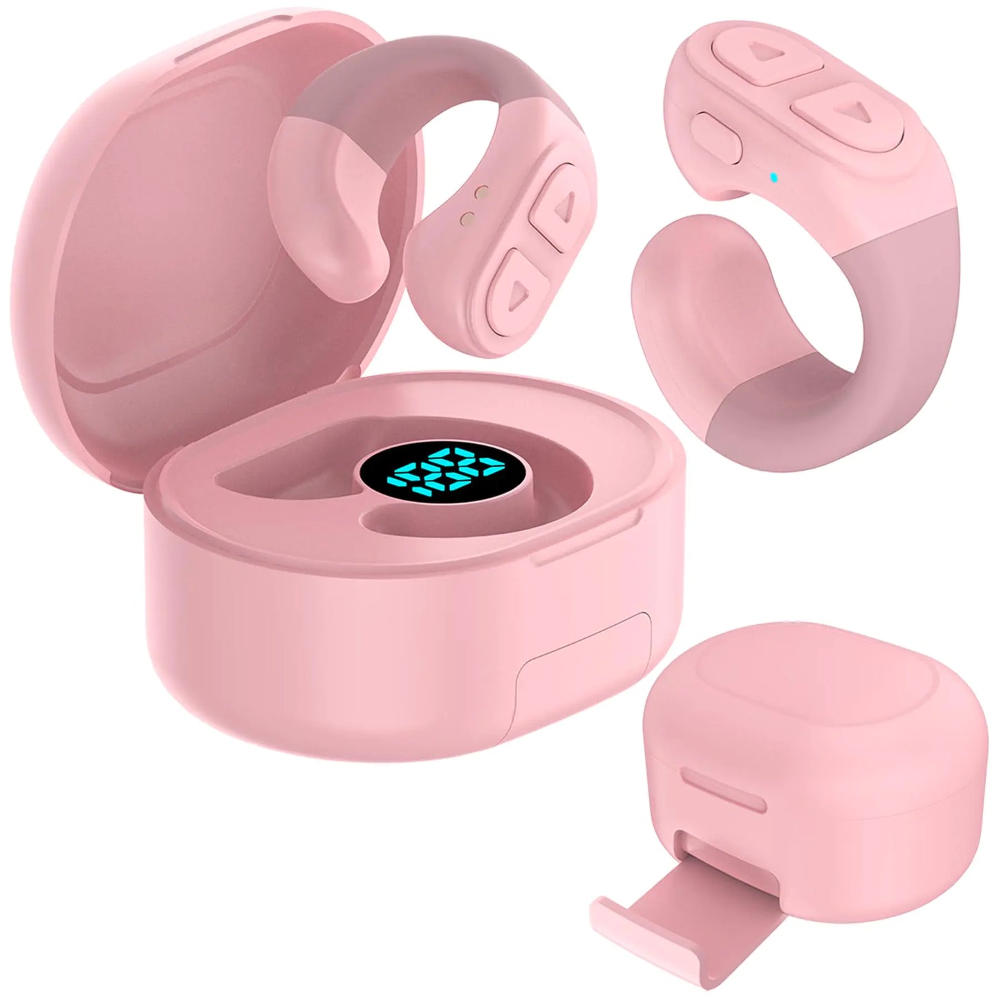 SSOBZELR Tiktok Trending Bluetooth Smart Scrolling Ring Kindle App Remote Page Turner with Cell Phone Stands Wireless Camera Shutter Selfie Button - Compatible with iPhone Ipad Android(Light Pink)