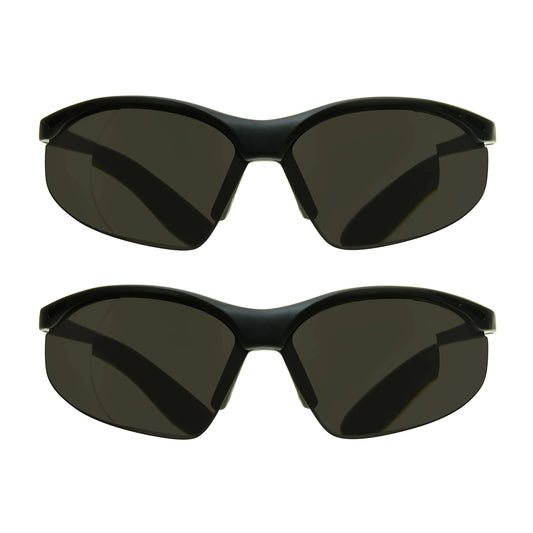 proSPORT Full Lens Reading Sunglass Reader Safety +2.00 Smoke Lens 2 Pack Sport Wraparound Curve Not Bifocal