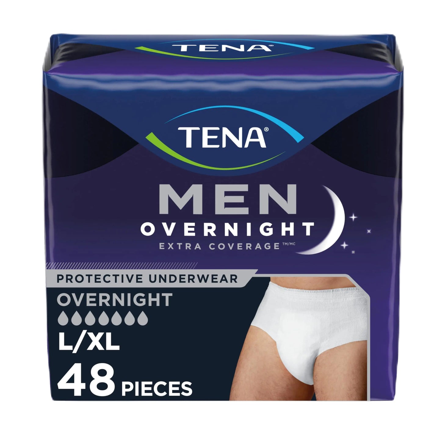 TENA Incontinence Underwear for Men Overnight Absorbency Extra Coverage Large/XLarge - 48 count