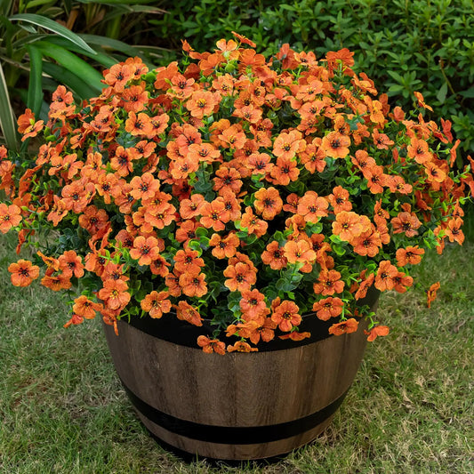 20 Bundles Artificial Flowers for Outdoor Fake Plants for Spring DecorationFaux Eucalyptus Flowers for Planter UV Resistant Lifelike for Home Porch Garden(Orange)