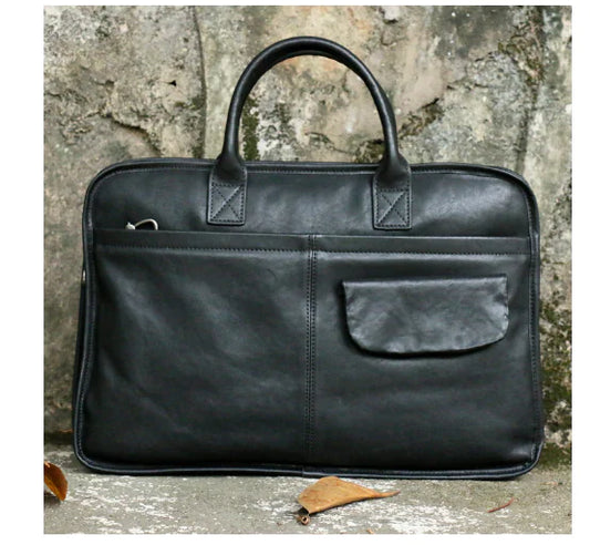 Men's Leather One Shoulder Crossbody Briefcase