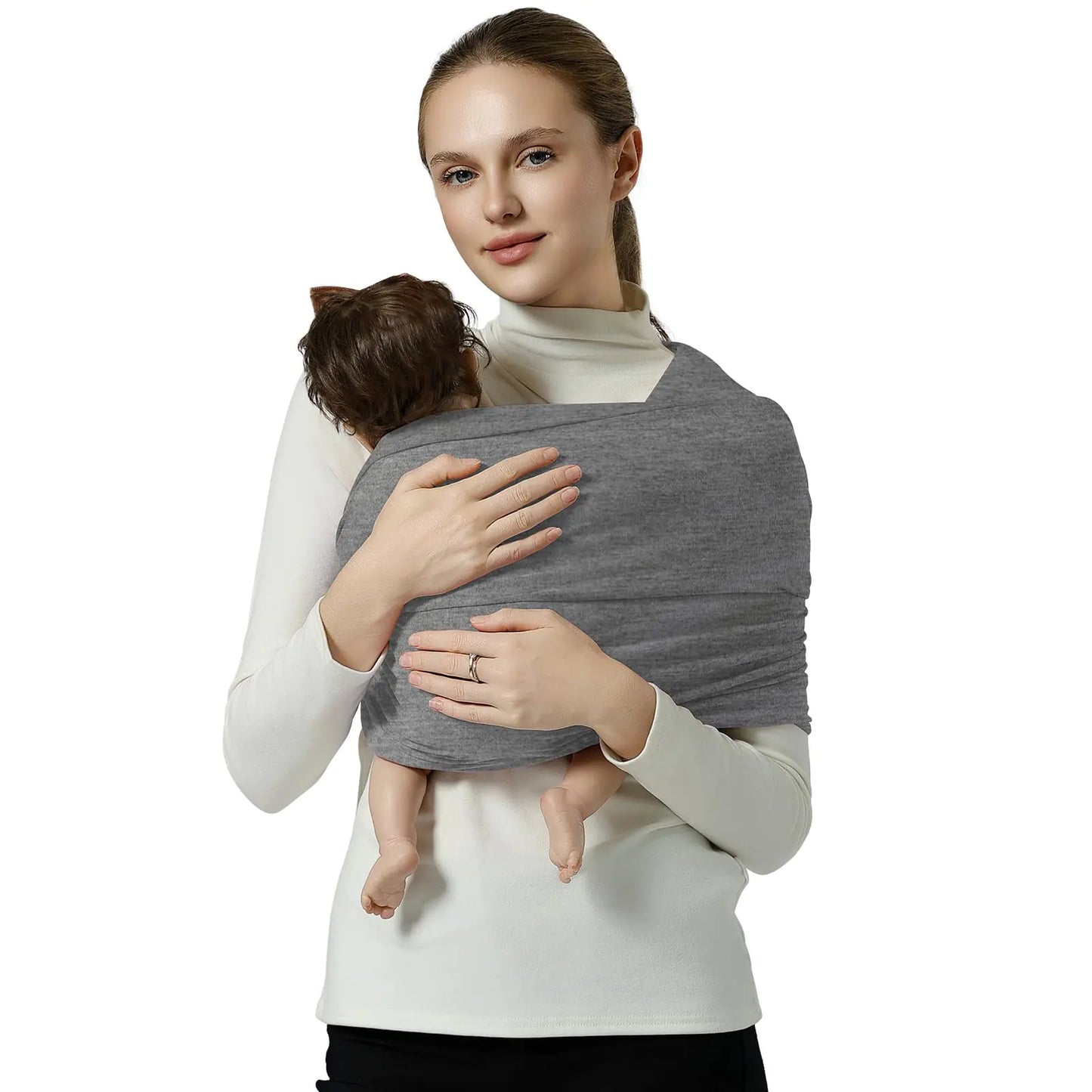 MISSWISDOM Baby Wraps Carrier Baby Carrier Wrap Baby Wearing Wrap Newborn Wrap Carrier Baby Sling Baby Carrier Sling for Newborn and Infant Grey