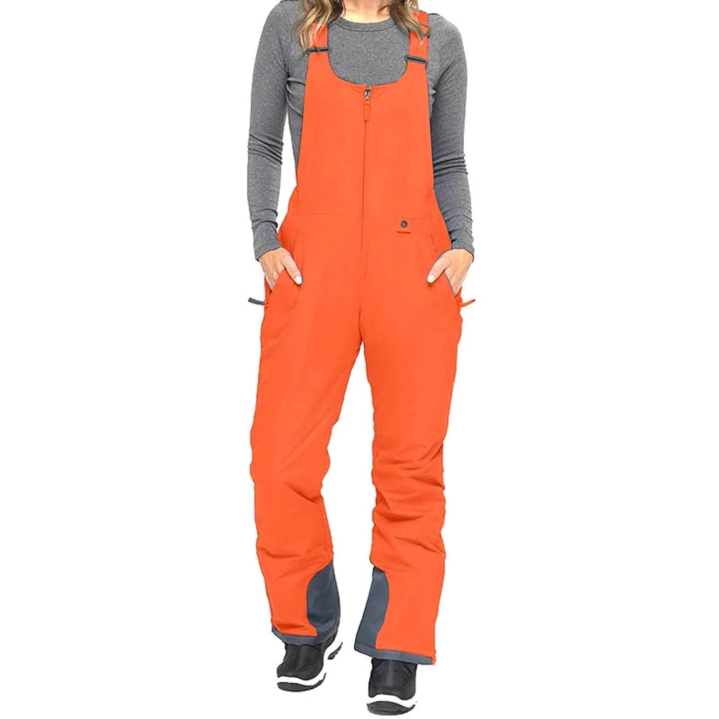 Winter Snow Pants for Women Snow Ski Bibs Women Ski Clothes for Women Set Camo Bibs for Women Cold Weather Bibs for Men Ski Suits for Outdoor Sports Women C#Orange Large