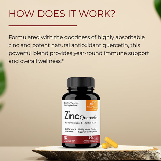 Zinc Quercetin, Dietary Supplements, 120 Vegetarian Capsules