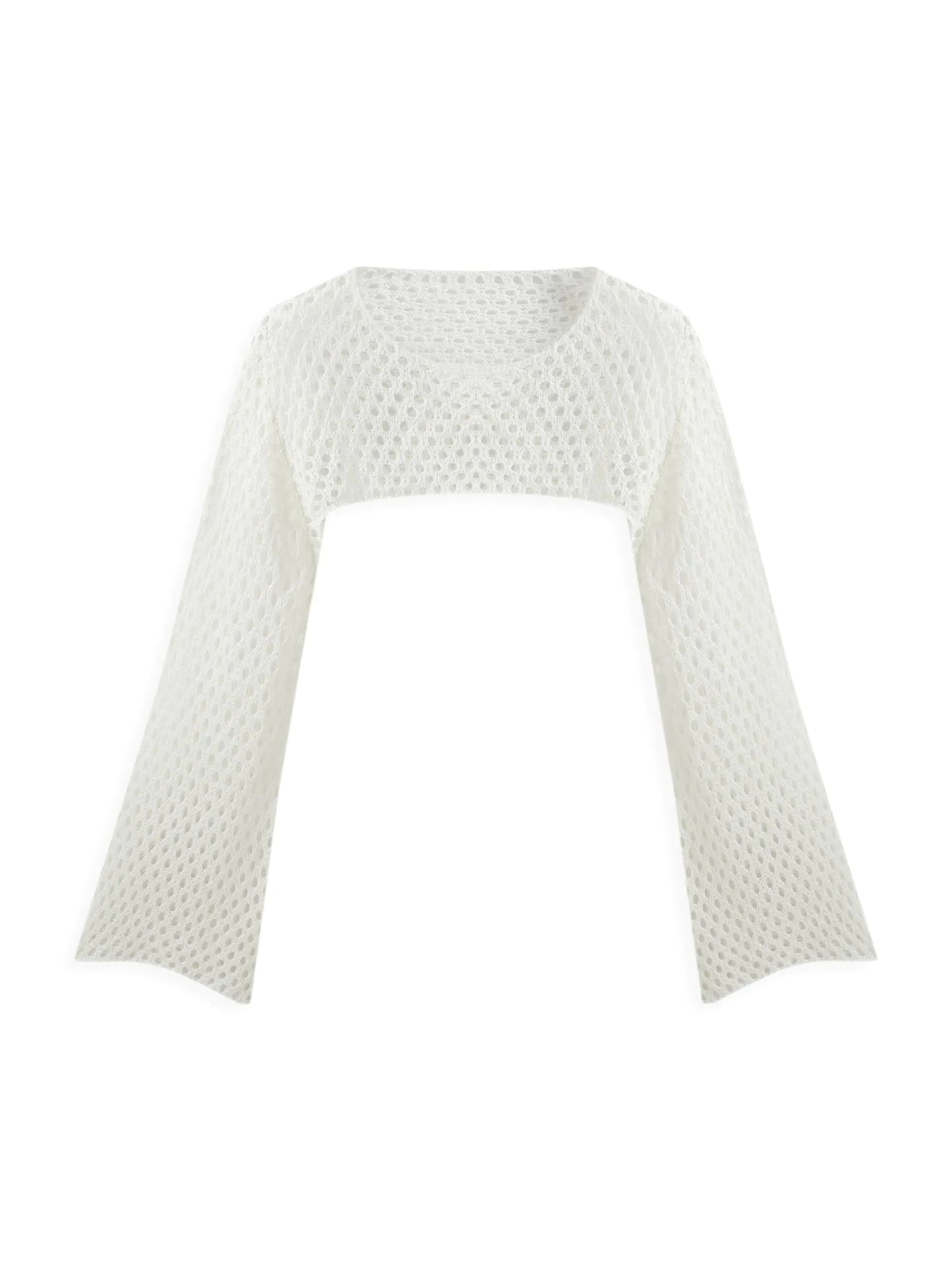CIDER Midnight Veil Ultra-Cropped Long Sleeve Shrug Curve & Plus: White 2XL