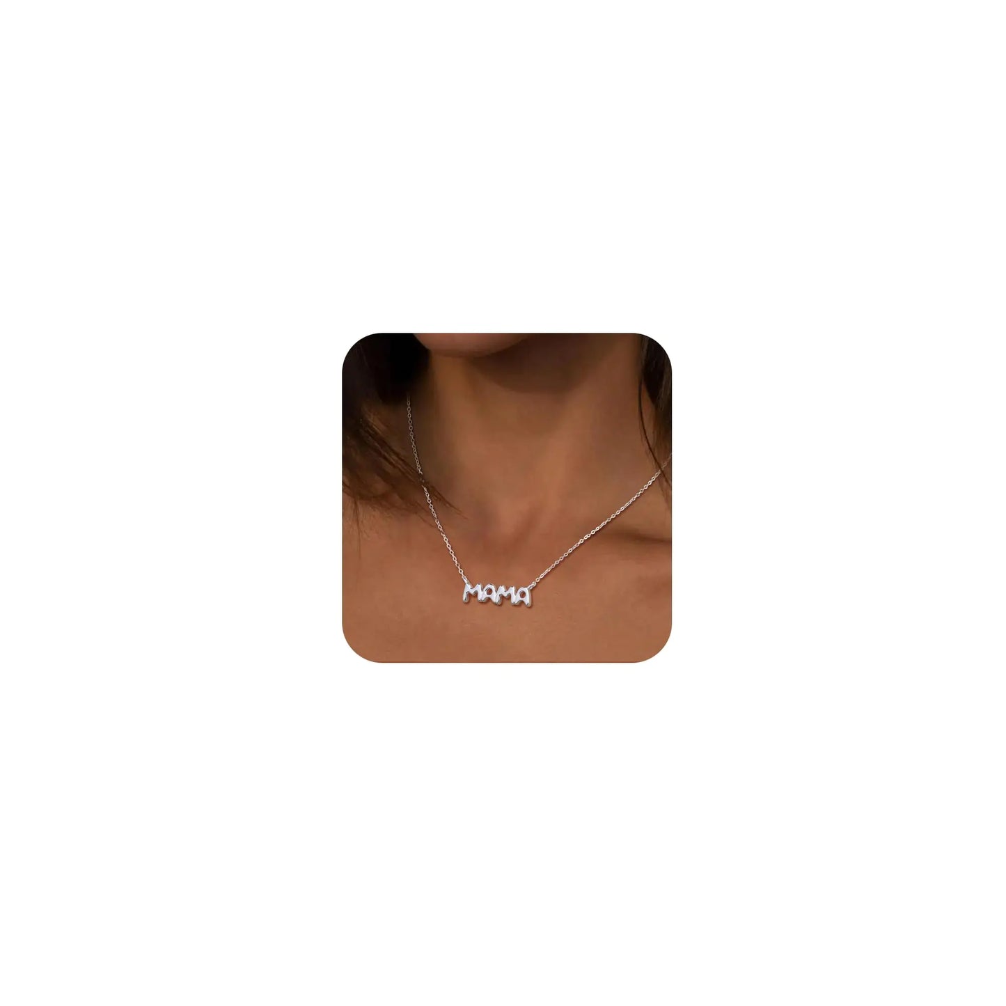 Risamil Silver Necklace for Women - Mama Necklace Dainty Necklaces for Women Trendy Mothers Day Mom Choker Chain Necklace Jewelry for Women Gift