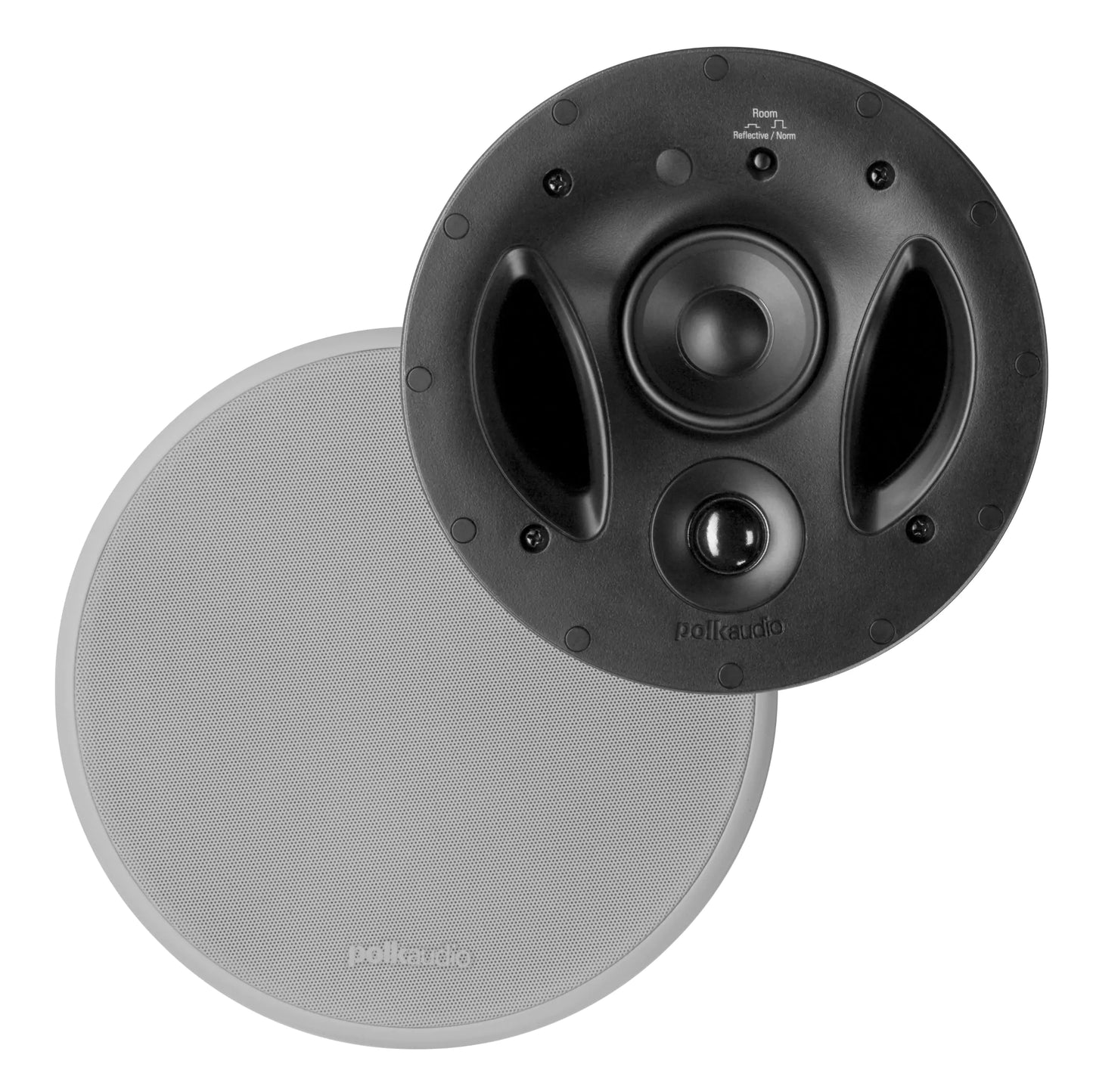 Polk Audio 70-RT 3-Way in-Ceiling Speaker (2.5” Driver 7” Sub) - The Vanishing Series | Power Port | Paintable Grille | Dual Band-Pass Bass Ports White