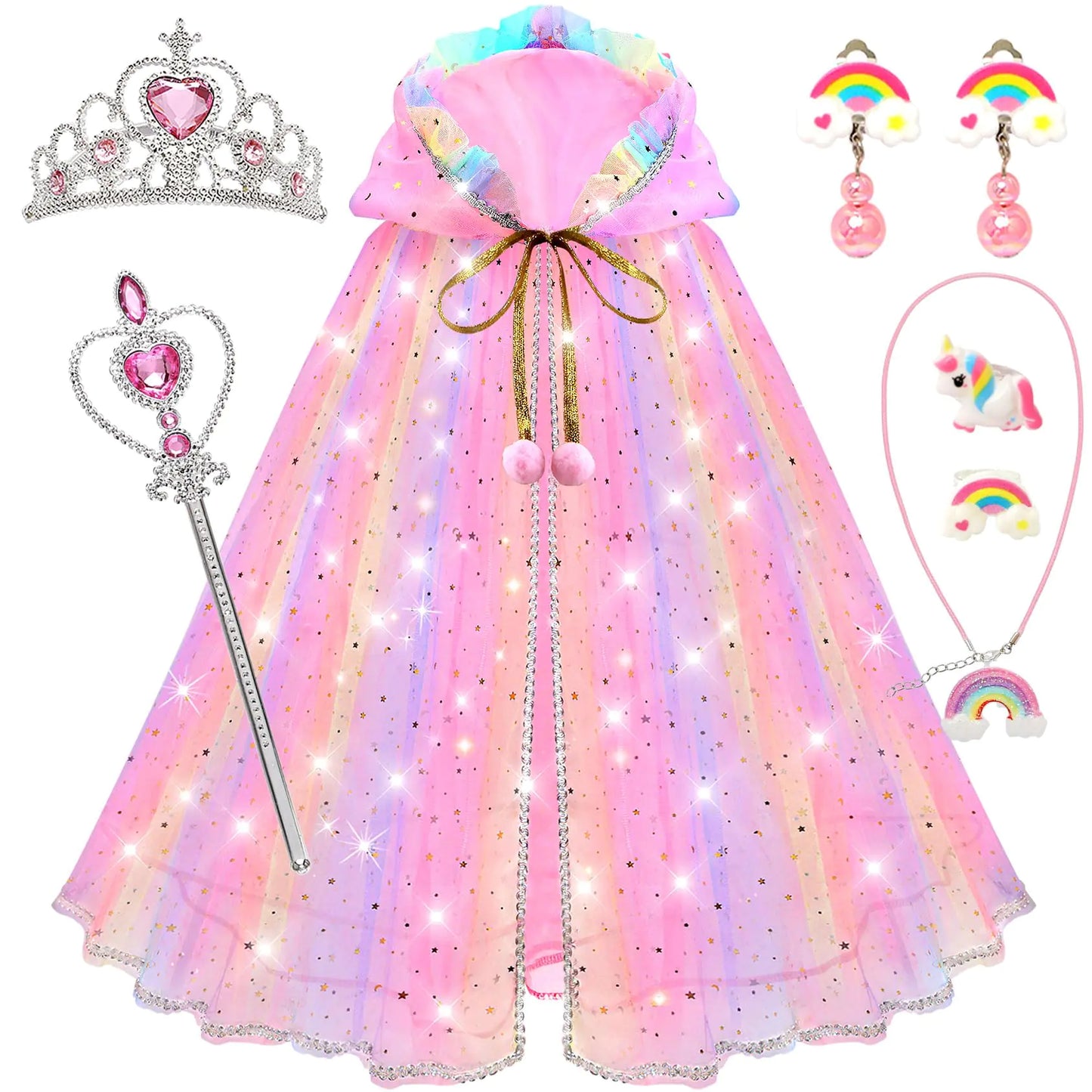 Princess Dress Up for Girls 4-6Princess Dresses for Girls Toys for 3 4 5 6 7 8 Year Old Girls GiftsKids Toys for Girls Age 6-8 Toddler Cape Set Easter Halloween Costumes Party Christmas Birthday