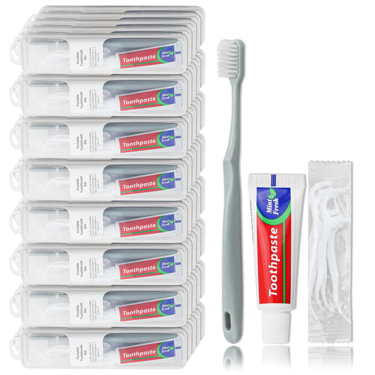 Lilingsty Travel Toothbrushes Toothbrush Travel Toothbrush Travel Kit with 5 Floss Picks Travel Toothbrush Holder Individually Packaged Suitable for Home Travel Hotel (20-Pack)