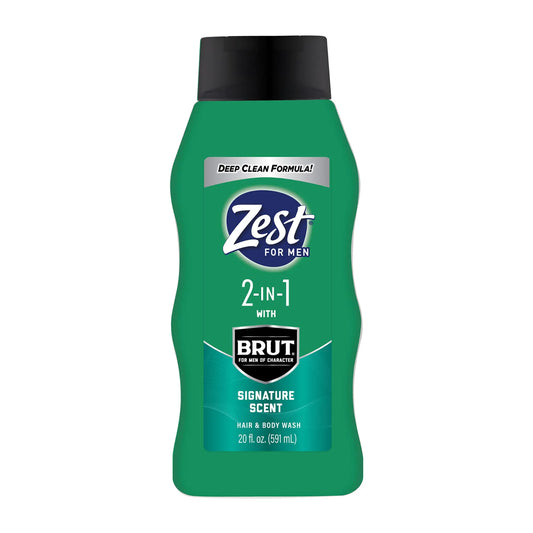 Zest Mens 2-in-1 Body Wash - Body Wash for Men - Cleanses Hair and Body - Refreshing Scent - Hydrating Body Soap - Ideal for All Skin Types - 20 oz