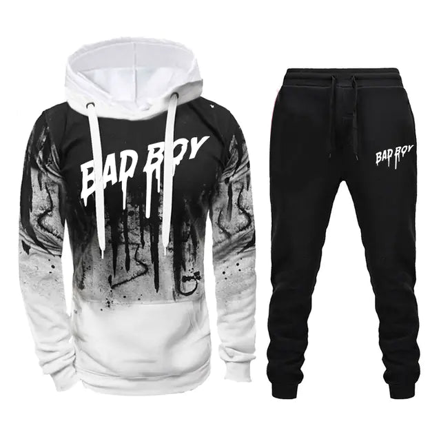 Men's High-Quality Hooded Tracksuit Set for Outdoors