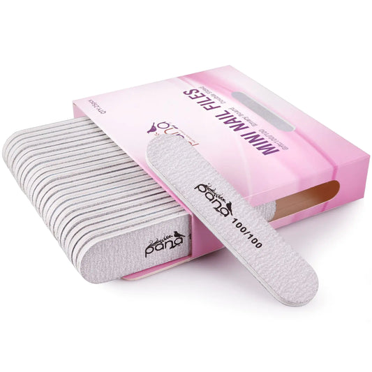 25pcs - PANA Mini Double-Sided Emery Nail File for Manicure Pedicure Natural and Acrylic Nails - Zebra (Grit 100/100)