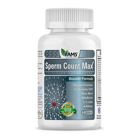 America Medic & Science Sperm Count Max (60 Capsules) | Male Fertility Supplement | Enhances Sperm Count and Reproductive Health | Prenatal Vitamins for Men | with Zinc CoQ10 Vitamin C B2 and B12