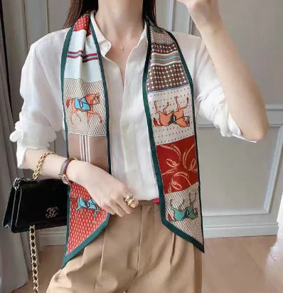 Elegance Silk Scarf with Floral Print (One Piece)