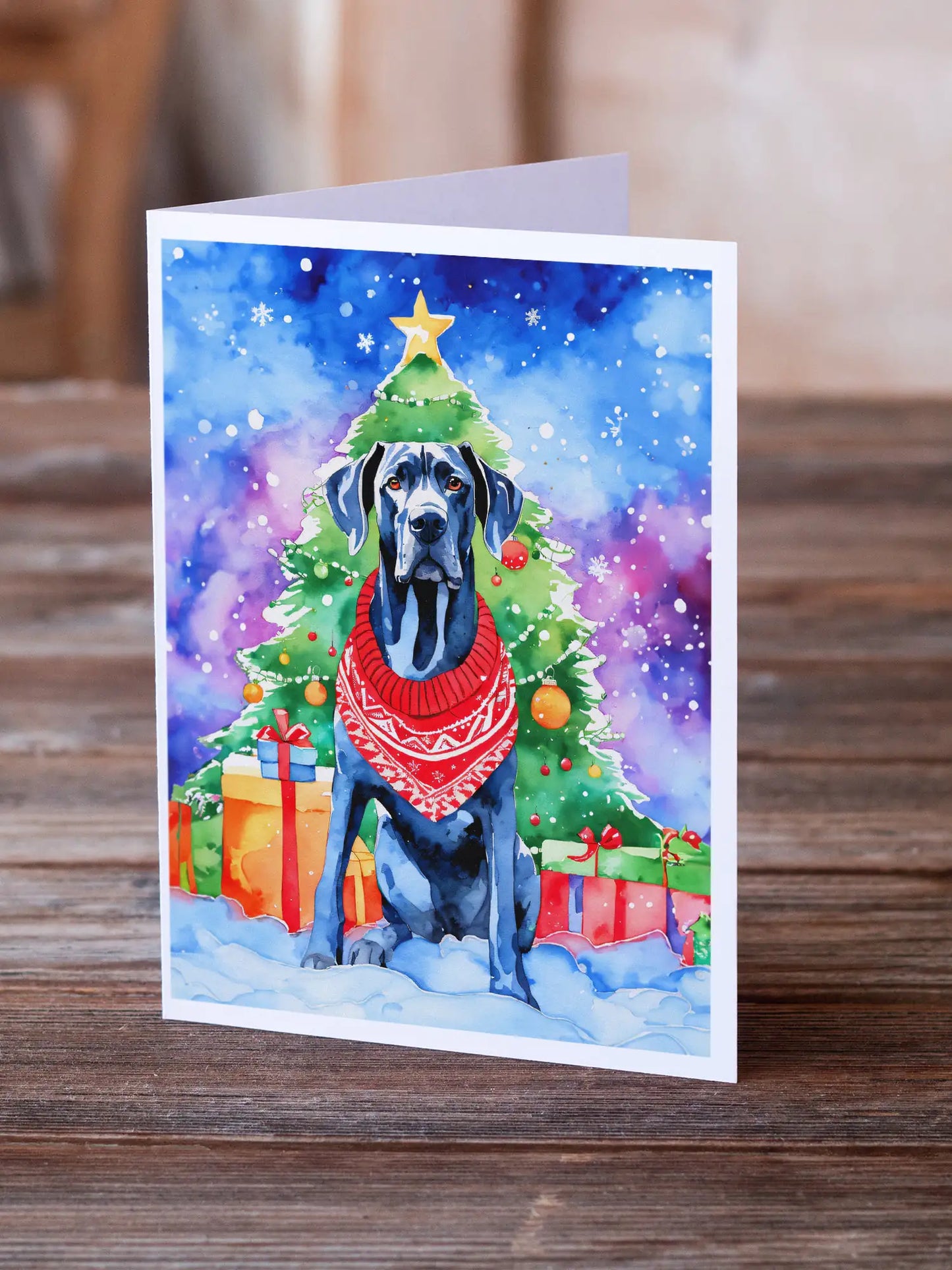Great Dane Christmas Greeting Cards Pack of 8